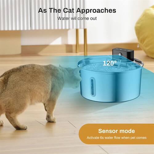 3.2L/108oz Wireless Charging Sensor Cat Water Feeder Stainle - 图0