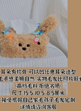 韩国小狗抽纸盒可爱毛绒卧室客厅摆件车载茶几餐厅纸巾盒