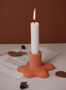 节日装饰北欧蜡烛底座烛台摆件陶艺三头蜡烛托圣诞装饰