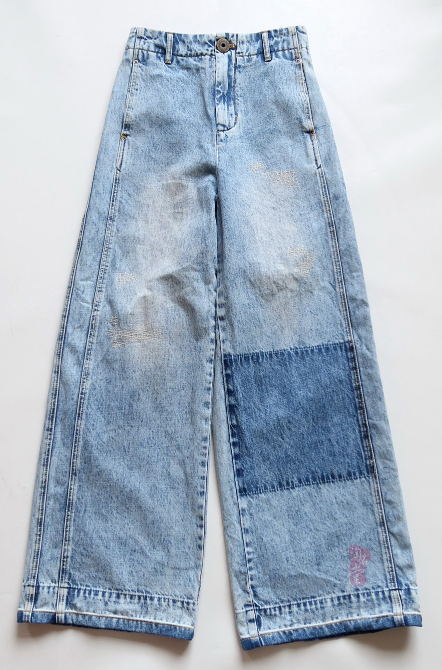 小众高端潮品init*al 专柜1780 文艺范+时尚拼接  阔腿牛仔裤V970 - 图3