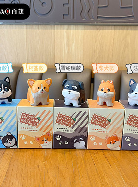 精品木雕风站姿汽车摆件可爱创意树脂公仔家居桌面装饰品