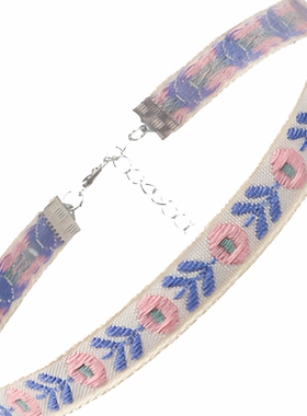 粉色蕾丝蝴蝶结Choker锁骨链