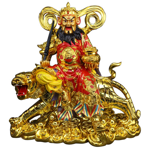 赵公明九节鞭骑虎摆件武财神像家用树脂佛像店铺供奉黑虎黑脸神像 - 图3