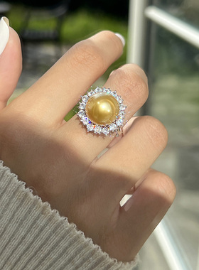 法国-设计师纯手作冷白色-高亮珠锆石戒指小众设计感精致戒指