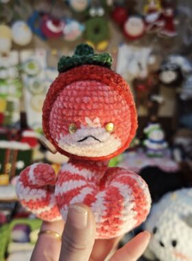 毛线钩织可爱果果蛇玩偶摆件成品手工钩织送闺蜜办公摆件
