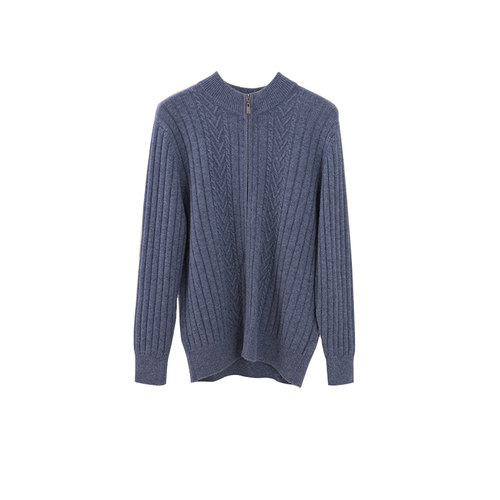 惊呆了 476g重！不敢想的价格 男士抽条绞花拉锁纯山羊绒加厚开衫 - 图3