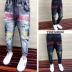 Quần jeans bé trai mùa thu 2019 mới mùa xuân và mùa thu quần trẻ em nước ngoài trong mùa đông trẻ em mùa thu phiên bản Hàn Quốc của quần áo trẻ em - Quần jean quần jean lót lông trẻ em Quần jean