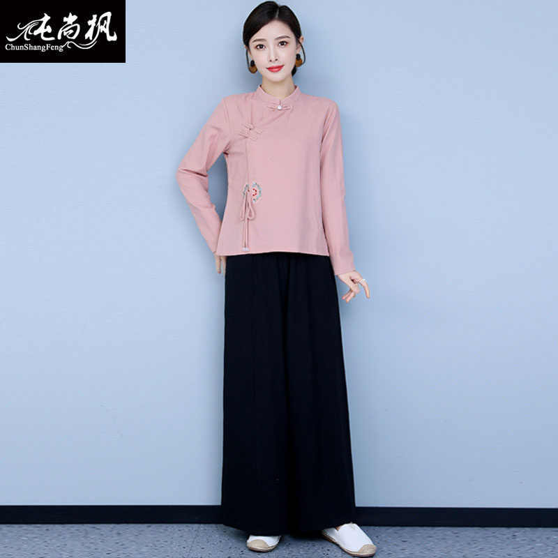 中式唐装禅意女装茶服秋冬棉麻汉服 纯尚枫女装上衣