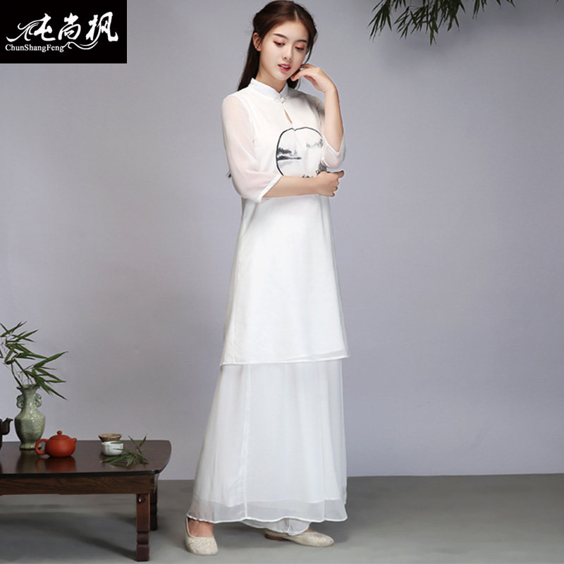 中国风中式女装唐装雪纺上衣瑜伽服 纯尚枫女装上衣