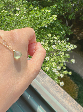 天然葡萄石14k包金简约锁骨链