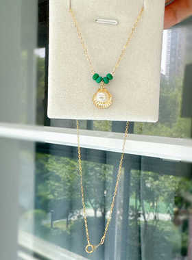 贝壳组合绿松石甜美锁骨链