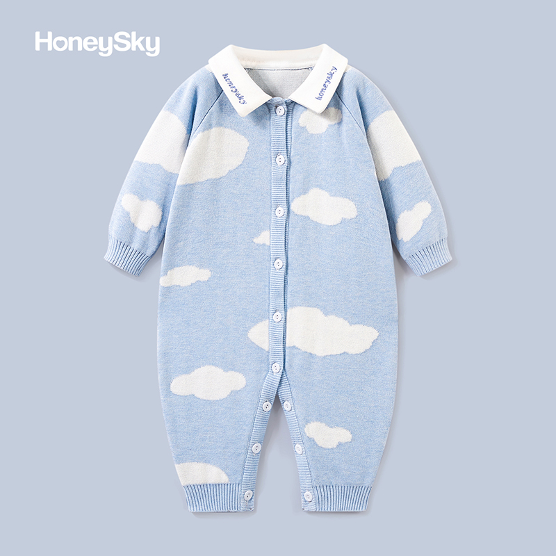 honeysky春秋可爱宝宝翻领外出哈衣 honeysky连身衣/爬服/哈衣