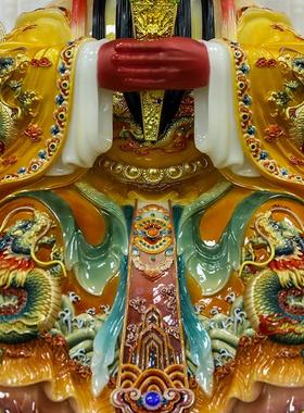 龙五爷神像客厅摆件汉白玉中式