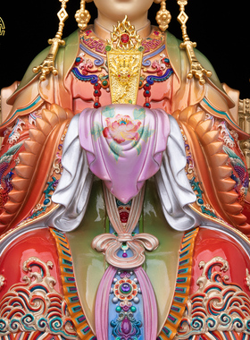 碧霞元君神像铜彩绘中式家居摆件