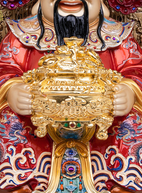龙椅财神爷招财神像黄铜供奉摆件