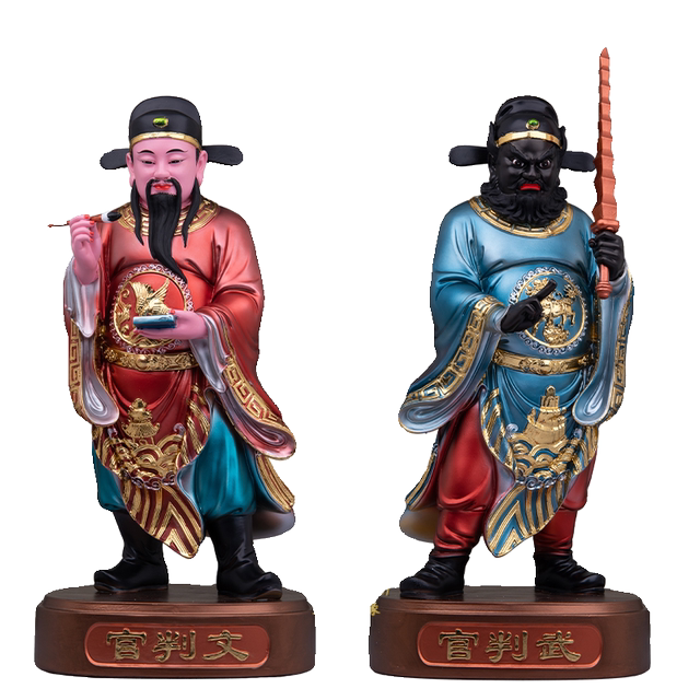 Resin civil and military judge statue Xie Fan Cui Jue living room