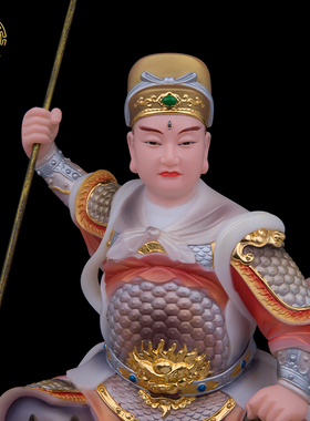汉白玉哮天犬天神杨戬神像中式