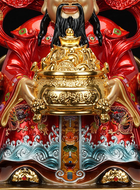 文财神爷佛像铜彩绘店铺开业摆件