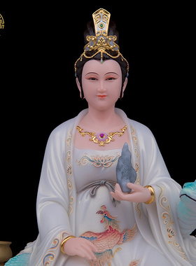 汉白玉女娲娘娘佛像供奉中式门厅