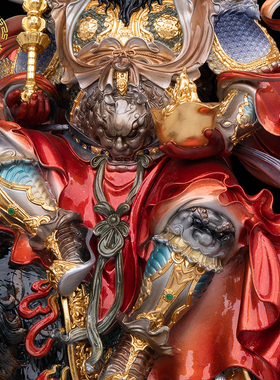 武财神赵公明像黄铜店铺招财摆件