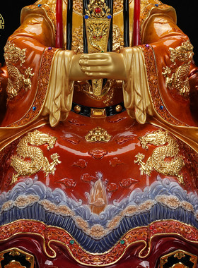 纯铜热着色广济龙王佛像招财摆件