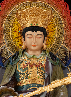 四大菩萨佛像纯铜客厅热着色摆件