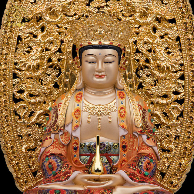 Bronze worship of Vairocana Guanyin Buddha statue in Chinese style living room
