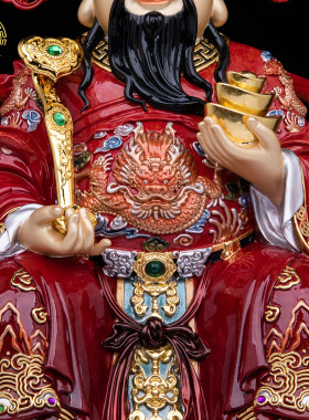 黄铜叠染财神爷佛像家用招财摆件
