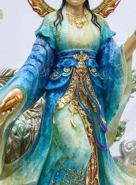 踏凤九天玄女神像汉白玉家居摆件
