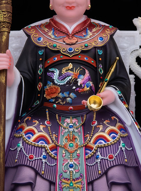 汉白玉黑老太太神像供奉堂口摆件