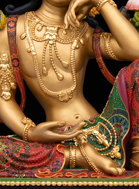 思维观音佛像纯铜中式客厅古彩