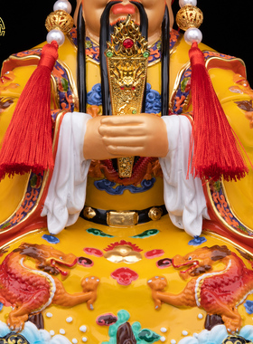 广济龙王供奉神像黄铜中式摆件