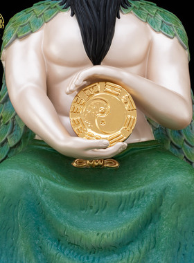 伏羲神像黄铜冰金彩人王供奉摆件