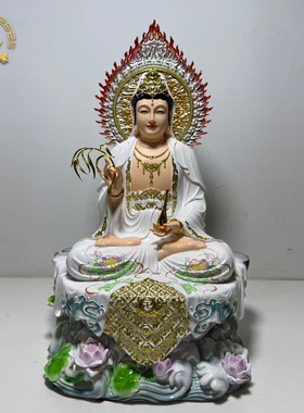 树脂彩绘全堂佛神像家居供奉摆件