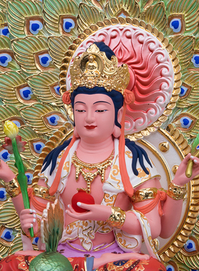 树脂密彩中式佛母孔雀明王佛像