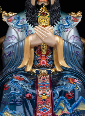 龙王龙母神像黄铜珐琅彩供奉摆件