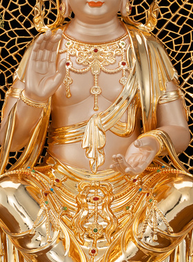 黄铜一叶天冠弥勒菩萨像佛堂摆件