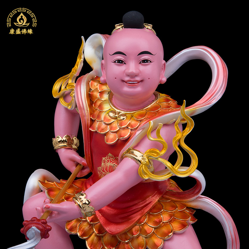 莲花三太子神像哪吒中坛元帅家用桌面装饰品树脂摆件莲花太子佛像_虎窝淘