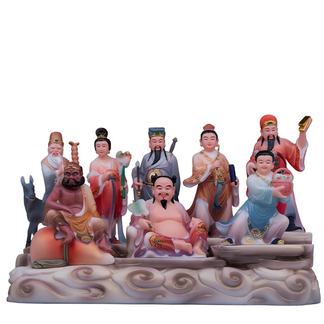 White marble statue of the Eight Immortals crossing the sea in one piece