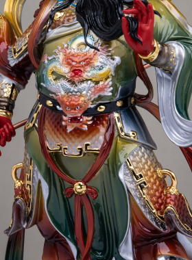 黄铜琉金彩伽蓝韦陀菩萨神像摆件