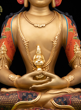 无量寿佛铜像纯铜中式客厅古彩