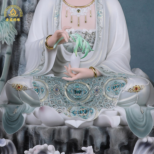 紫竹林观音神像供奉送子观音汉白玉观音像南海观世音菩萨像摆件 - 图2