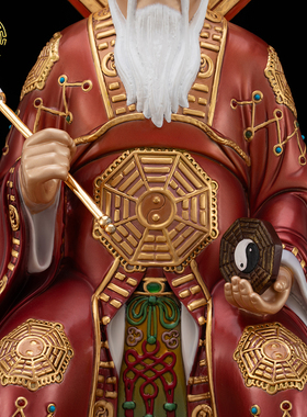 纯铜鸿钧老祖像供奉中式家用摆件