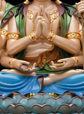 纯铜准提佛母像供奉家用客厅摆件