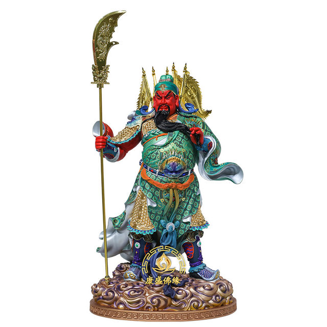 Brass God of Wealth Guan Gong Buddha Statue Home Living Room Decoration