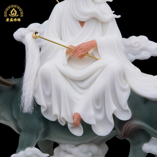 Riding the Bull Laozi white marble offering ornament Shengfeng Chinese style