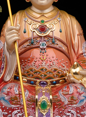 玉帝王母神像纯铜彩绘中式摆件
