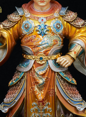 二郎神杨戬神像纯铜中式家居摆件