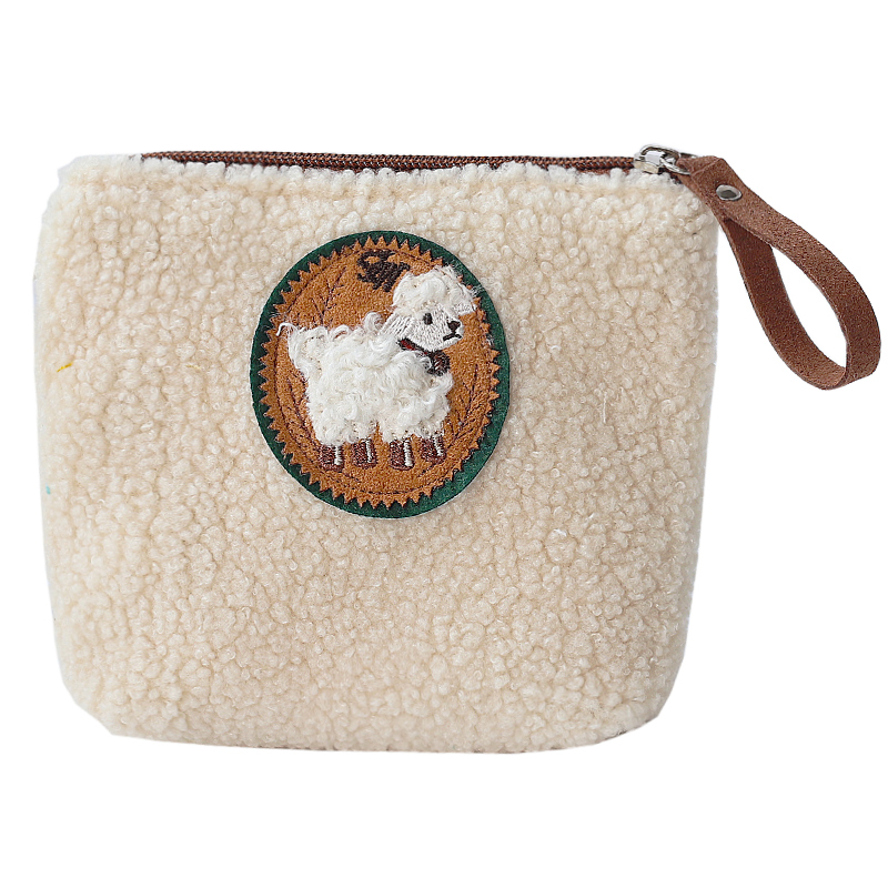 可爱小绵羊拉链化妆包小巧便携口红卫生巾收纳包ins简约学生少女,淘宝优惠券,粉丝福利购,淘宝优惠卷