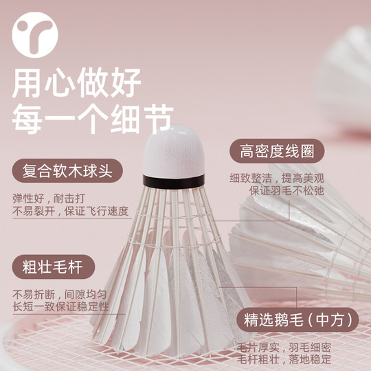 羽毛球耐打正品旗舰店官方专业训练球防风新款户外练习鹅毛3只装6
